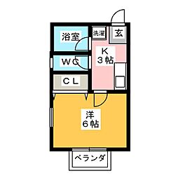 ヒルテラス湘南A 1Kの間取図画像