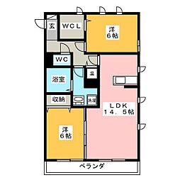 ルーフハウスB 2LDKの間取図画像