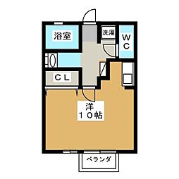 プルミエール相模原 1階ワンルームの間取り