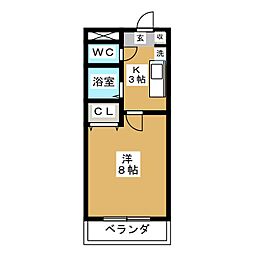 モリノス 3階1Kの間取り