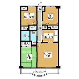 グレンツェント・ハイム相模大野 2階3LDKの間取り