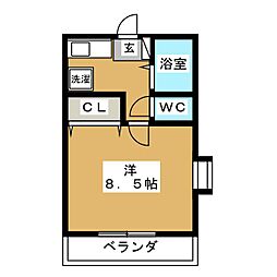 ビューメゾン相模大野 2階1Kの間取り