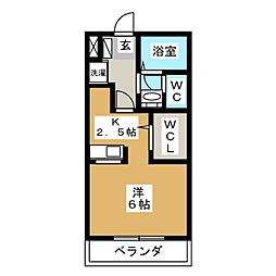 ウィステリア秀和 3階ワンルームの間取り