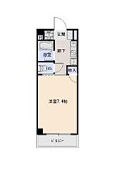 プライムハウス 3階1Kの間取り