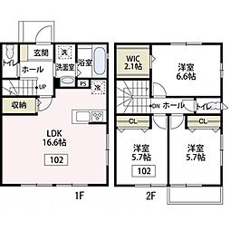 ボヌール相模大野IV 2階3LDKの間取り