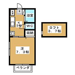 スカイライト大野III 1階1Kの間取り