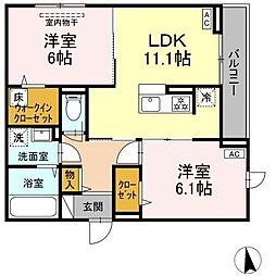 ヴィルフレア深見台 2LDKの間取図画像