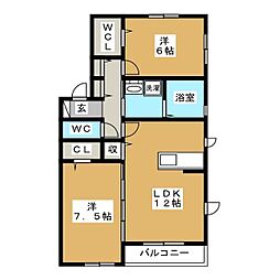 ラフィーネA 2LDKの間取図画像