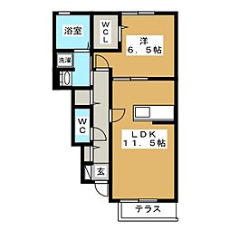 ディアコート 1LDKの間取図画像