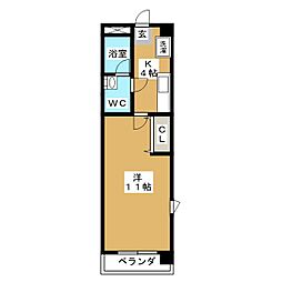 フォンターナ相模大野 1Kの間取図画像
