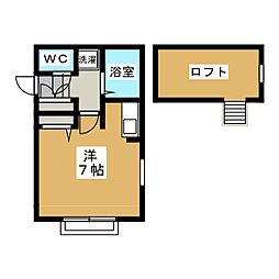 パームハウス 1Kの間取図画像