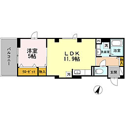 SKYSHORE 1LDKの間取図画像