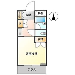 エルガーデン 1Kの間取図画像