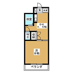 リベルテ南台 1DKの間取図画像