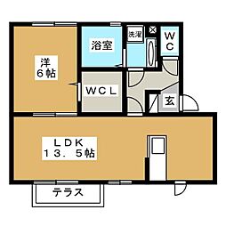 ラヴィクレール 1LDKの間取図画像