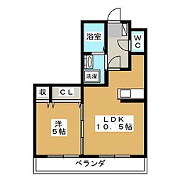 ウィステリア秀和 1LDKの間取図画像