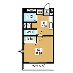 ビックフィールド 1Kの間取図画像