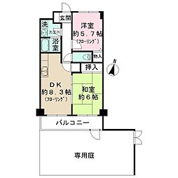 ドリームハイツ南林間 2DKの間取図画像