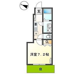 アデランテ 1Kの間取図画像