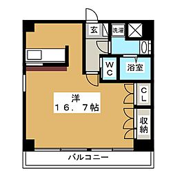 OZ-COURT ワンルームの間取図画像