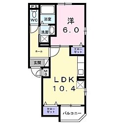 クレシーダ 1LDKの間取図画像