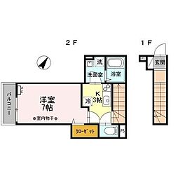 アプリコ 1Kの間取図画像