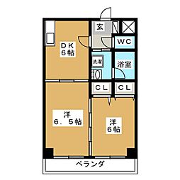 ベルドミール清和 2DKの間取図画像