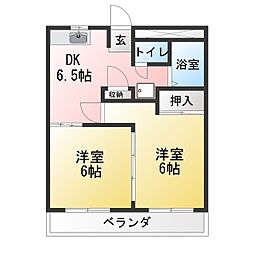ピュアメゾン高森 2DKの間取図画像