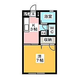 エーデルハイム 1Kの間取図画像