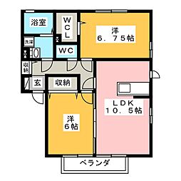 コンフォート弐番館 2LDKの間取図画像