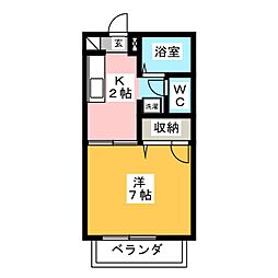 エーデルハイム 1Kの間取図画像