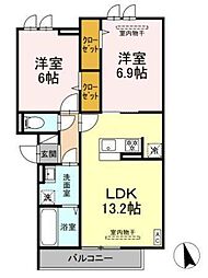 ロイヤルヒルズ 2LDKの間取図画像