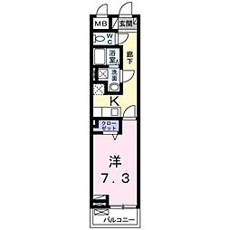ヴァリブリエ 1Kの間取図画像
