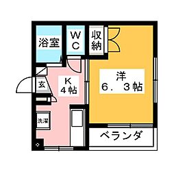 シャトレ・ストンリバー1 1Kの間取図画像