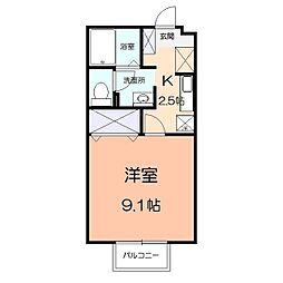 メゾン・ベルグ2 1Kの間取図画像