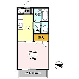 エーデルハイム2 1Kの間取図画像