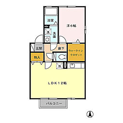 プリマベーラ・ユカB 1LDKの間取図画像