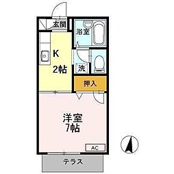 エーデルハイム 1Kの間取図画像