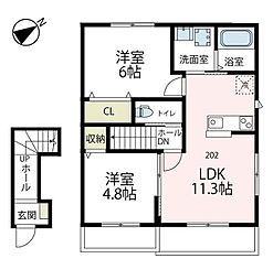 クリオコート 2LDKの間取図画像