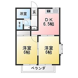 クイーンズ5 2DKの間取図画像