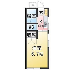 三和ハイツ 1Kの間取図画像