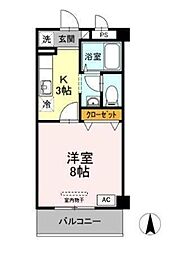 リビングタウン厚木 1Kの間取図画像