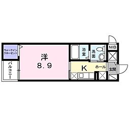 ベルエミール 1Kの間取図画像