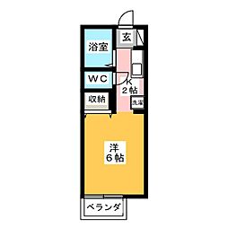 リヴェールS ワンルームの間取図画像