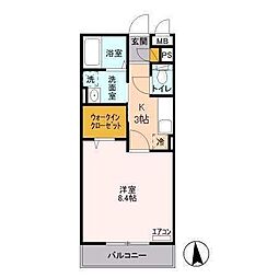 アルスノーヴァ2 1Kの間取図画像