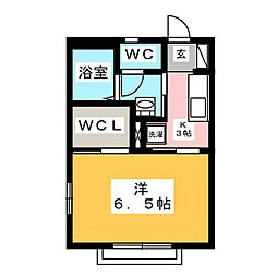サンメゾン 1Kの間取図画像