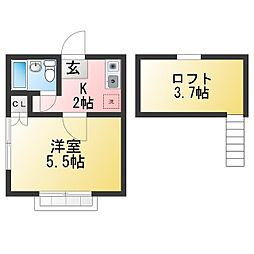 ハイツウィスタリアA 1Kの間取図画像