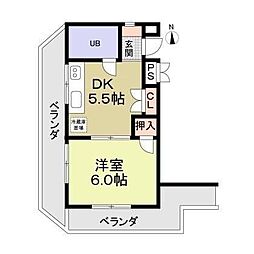 アムス厚木 1DKの間取図画像