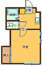 シティーハイツフェイバー 1階1Kの間取り