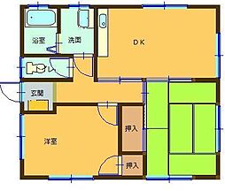 まろんビレッジ 2DKの間取り